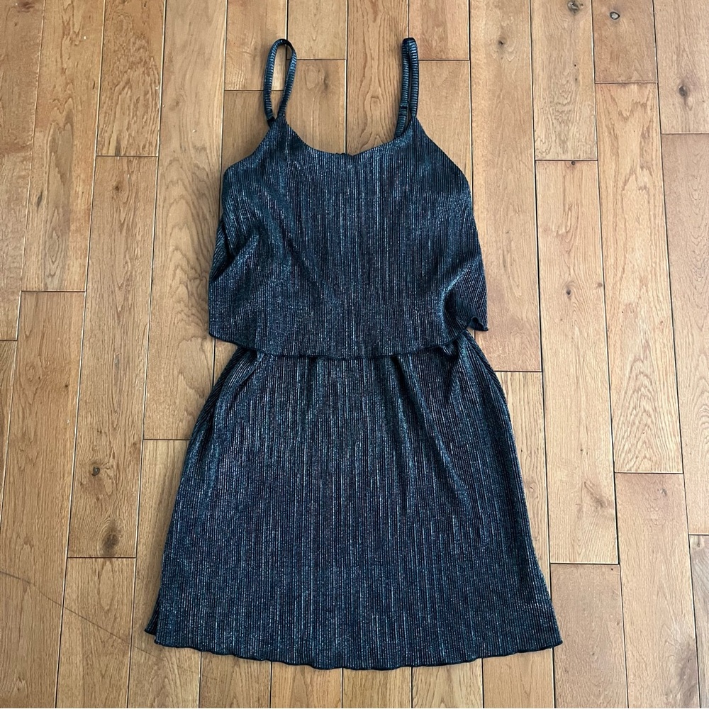 No Comment NWT Shimmering Black Spaghetti-Strap Mini Dress - Size Medium